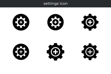 Different settings icon variations for customization and development in black and white