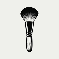 Essential Beauty Brush: An isolated cosmetic brush, rendered with intricate strokes, embodies the essence of professional makeup artistry. 
