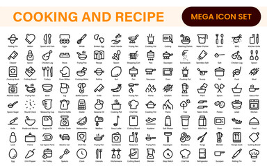 Premium Cooking and Recipe Icons – Line, Outline, Minimal, Vector – Kitchen, Chef, Food, Baking, Restaurant UI Icons