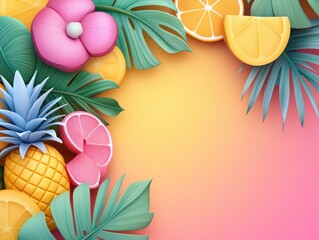 Fototapeta premium Tropical Fruit & Leaf Display