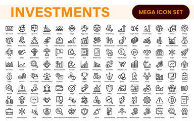 Modern Investments Icon Collection. Financial Vector Graphics for Digital Assets and Wealth