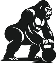 Gorilla lifting weight silhouette
