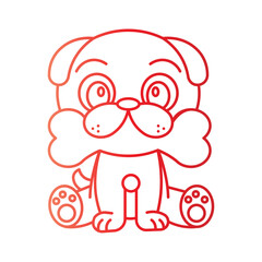 pug gradient character cartoon