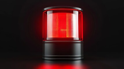 A bright red emergency beacon light shone against a dark background, accompanied by a fire siren alarm and alert on a night signal