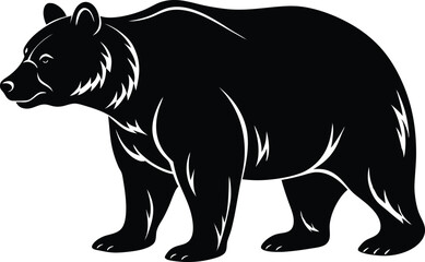 bear silhouette vector icon, vector illustration of a black bear, vector illustration of a bear, black bear vector illustration on white background.