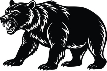 bear silhouette vector icon, vector illustration of a black bear, vector illustration of a bear, black bear vector illustration on white background.
