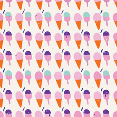 Fototapeta premium Seamless Pastel Ice Cream Cone Pattern