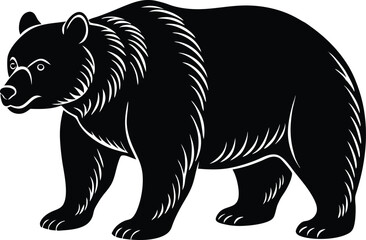 bear silhouette vector icon, vector illustration of a black bear, vector illustration of a bear, black bear vector illustration on white background.