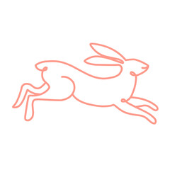 Set of Easter bunnies in simple one line vector style.