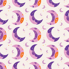 Obraz premium Seamless Pastel Crescent Moon Pattern