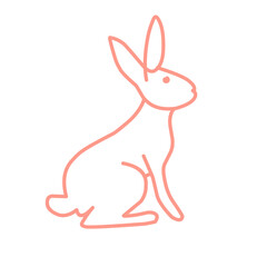 Set of Easter bunnies in simple one line vector style.