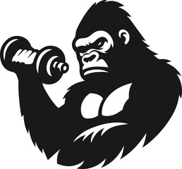 Gorilla lifting weight silhouette