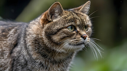 Closeup Profile Of Wildcat In Natural Habitat