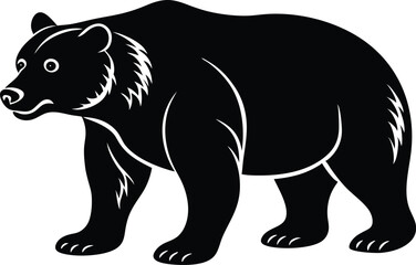 bear silhouette vector icon, vector illustration of a black bear, vector illustration of a bear, black bear vector illustration on white background.