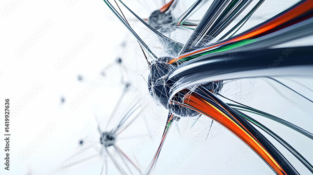 Poster abstract network design with colorful wires and dots