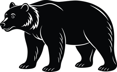 bear silhouette vector icon, vector illustration of a black bear, vector illustration of a bear, black bear vector illustration on white background.