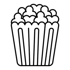 Paper bucket with popcorn thin line icon, grocery products concept. Vector graphics. Cup with fried corn sign on white background, linear style for mobile or design.