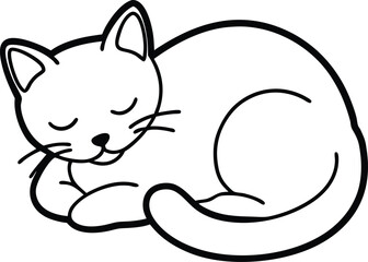 Black and white line art cat 