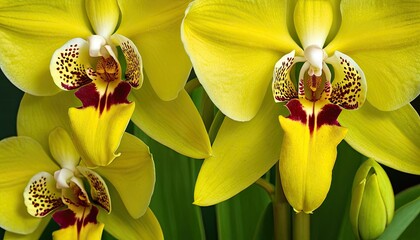 Amazing yellow fresh tropical blooms with red centre
1