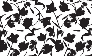 Seamless flower pattern. Textile print and hand flower pattern design  on the dark blue background. Seamless pattern design for textile. For textile and fashion. Hand flower pattern design. 