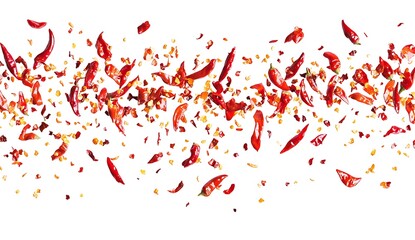 Obraz premium Red-hot chili peppers flying, isolated on a white background
