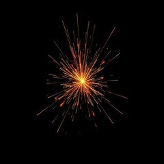 Fototapeta premium Intricate fiery sparks burst against a stark black backdrop, abstract, power