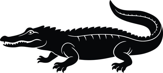 crocodile or alligator symbol icon, angry crocodile or alligator silhouette ico, crocodile vector illustration, crocodile in front of white background.