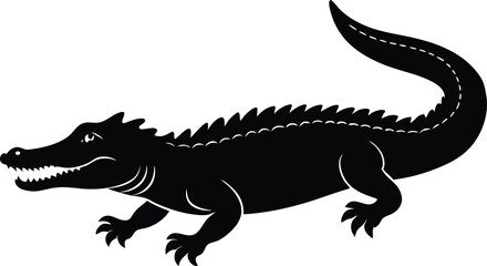 crocodile or alligator symbol icon, angry crocodile or alligator silhouette ico, crocodile vector illustration, crocodile in front of white background.