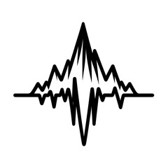 Pulse line forming a mountain silhouette black color logo on white background