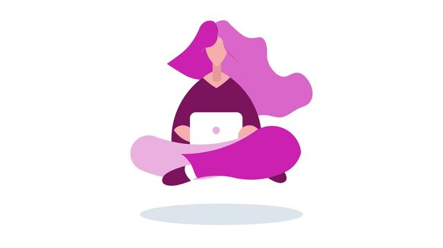 video, 4k,  figura, ragazza che lavora al computer, meditazione, yoga, concentrazione