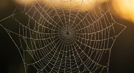 Obraz premium Dew-covered Spiderweb - Photo