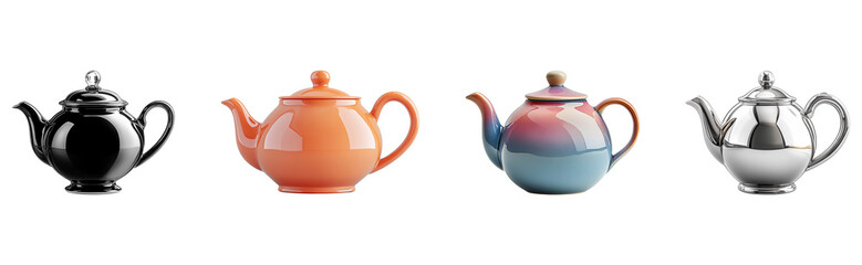 Obraz premium Three teapots in various colors and materials.