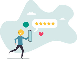 Customer feedback from mobile application, rating or user experience, scoring and satisfaction, product quality and online survey .character for design.