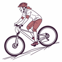 Fototapeta premium Illustration Of A Woman Enjoying Mountain Biking With Protective Gear
