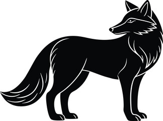 vector illustration of happy cute fox head, fox wearing sunglass silhouette vector illustration, fox walking symbol icon, heroism wearing sunglass funny fox head vector icon on white background.