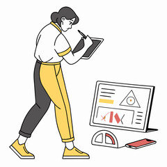 Woman Designer Working On Tablet Digital Device For Design Project