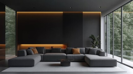  Serene Minimalist Living Room with Grey L-Shaped Sofa