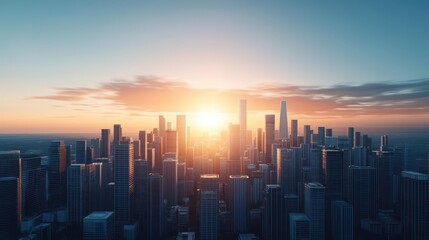 Fototapeta premium A futuristic city skyline powered by renewable energy, funded by ethical and sustainable investments