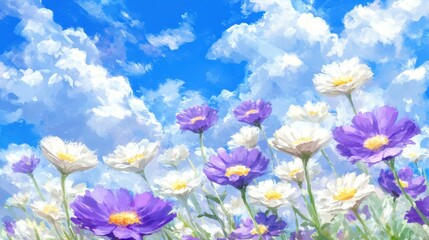 Floral Fantasy Daisies  Skies