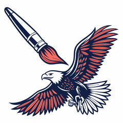 American Eagle With Paint Brush Artistic Design And Creative Illustration