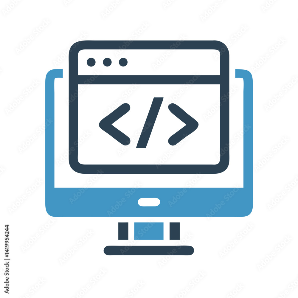 Poster API Code on Monitor Icon Representing Backend Integration and Development