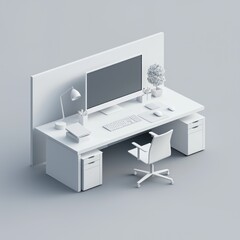 Modern Minimalist Workspace Design with Computer and Desk Accessories