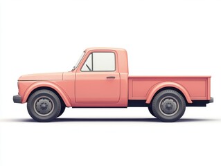 Side profile of a light pink vintage pickup truck, pixel art style, on white background.