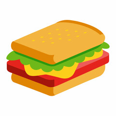 Isometric Sandwich With Ham Cheese And Lettuce Simple Vector Illustration