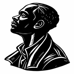 Silhouette Of A Young Man Looking Upward In Monochromatic Art Style