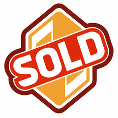 Red And Yellow Sold Stamp Icon Graphic Illustration For Business Advertisement