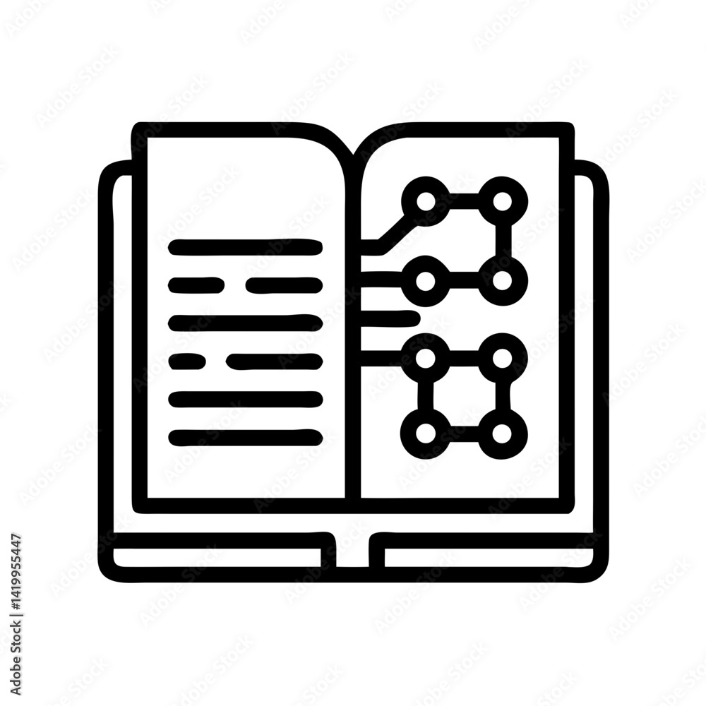 Poster book with circuit icon representing technology and digital learning