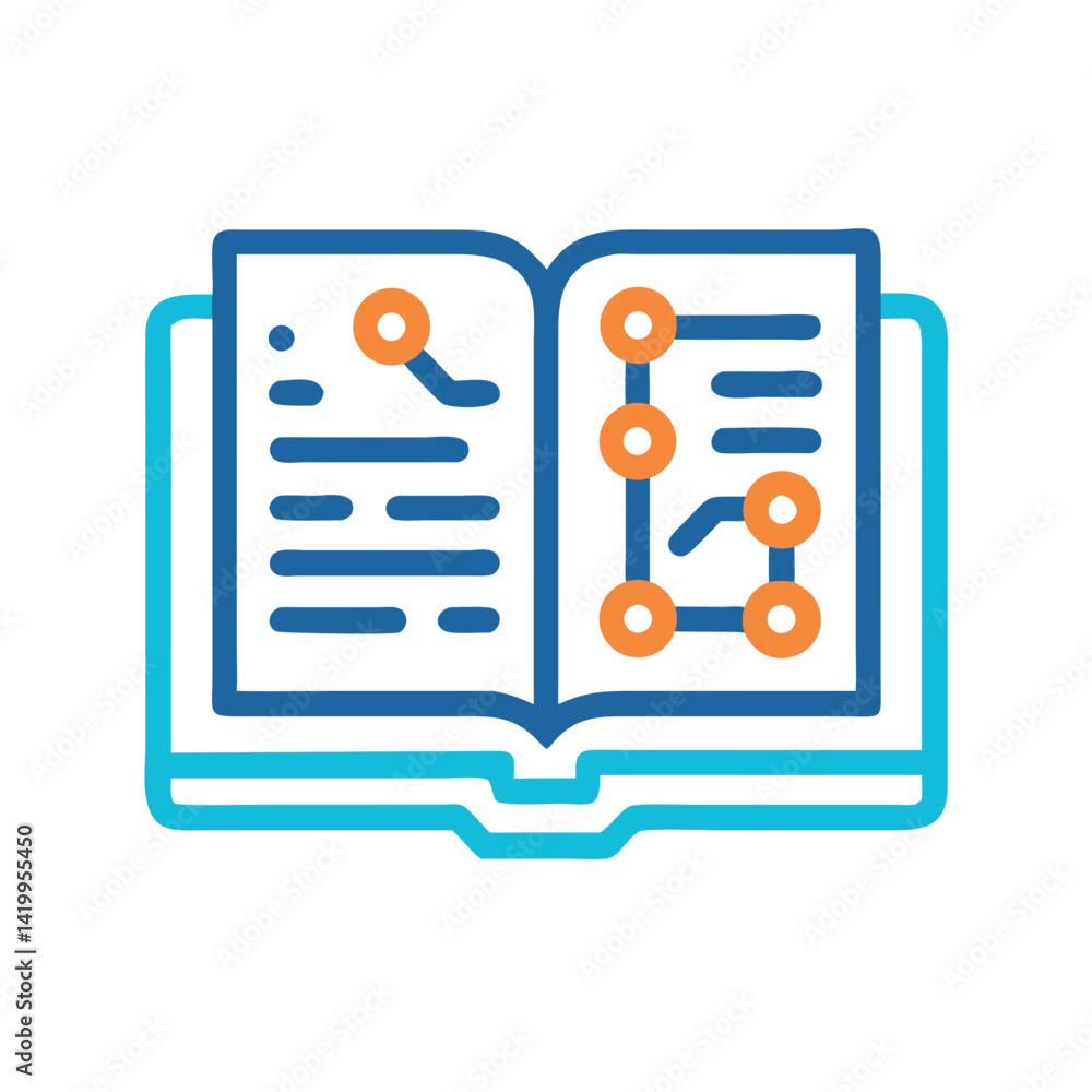 Poster book with circuit icon representing technology and digital learning