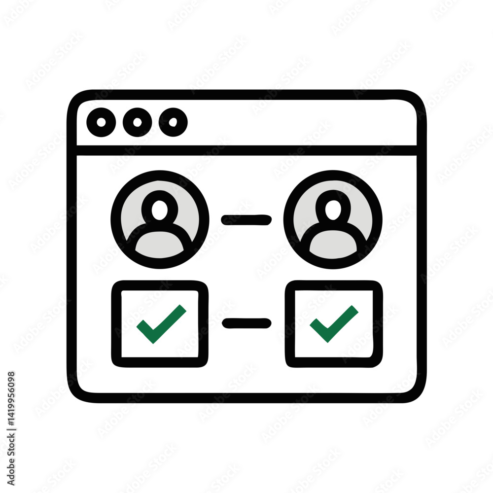 Poster Browser with Decision Buttons Icon Representing User Interaction and Web Navigation