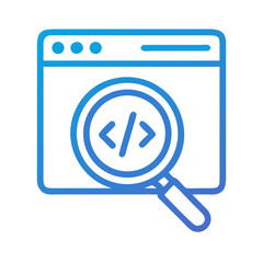 Browser with Code Search Icon Representing Source Code and Web Development